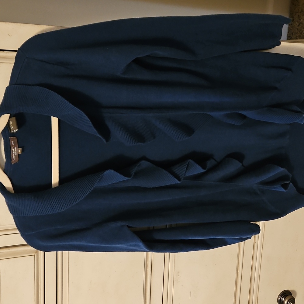 Women's Dark Blue Ruffled Cardigan